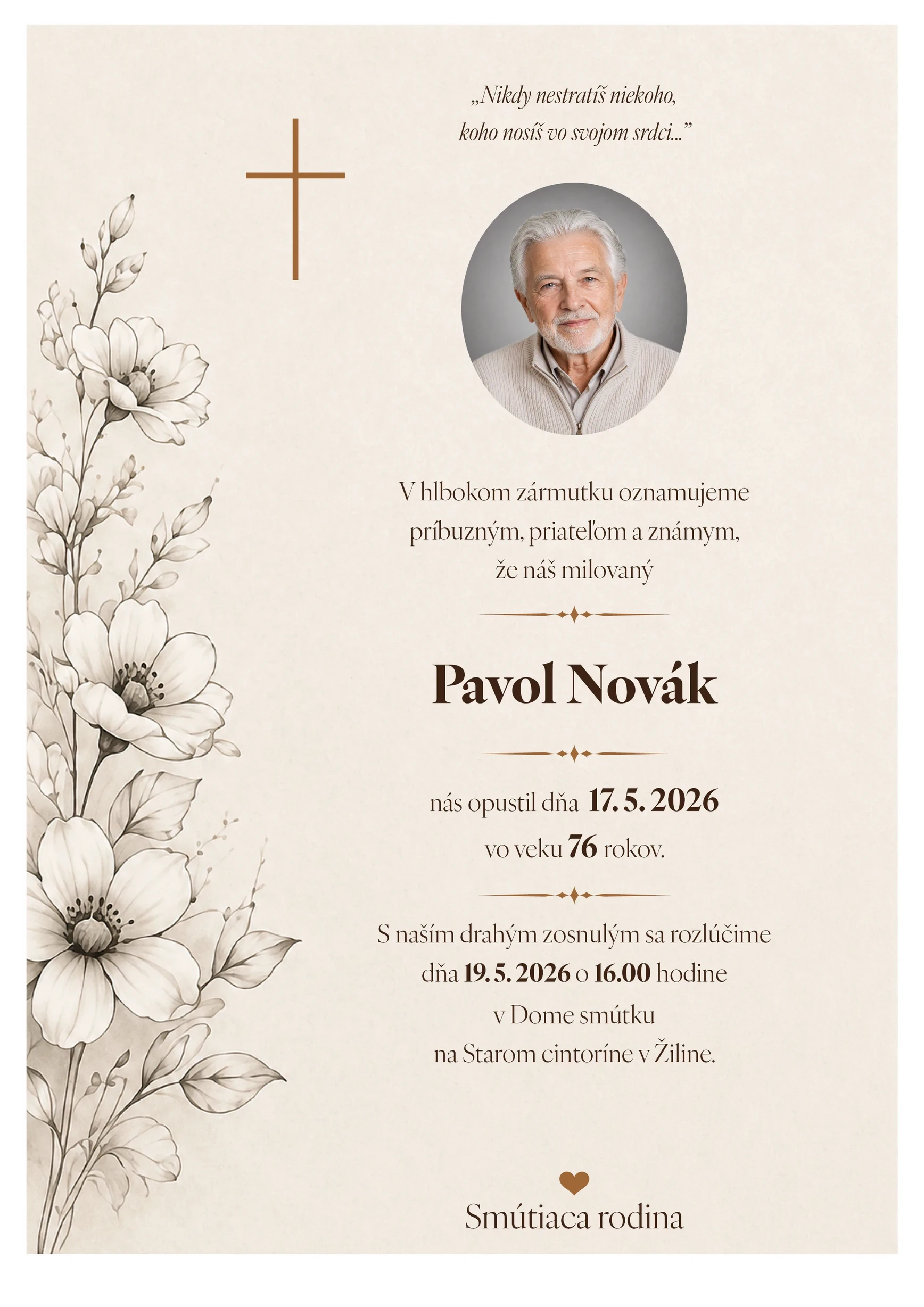 Smútočné oznámenie 2 - pohrebné služby LAuK