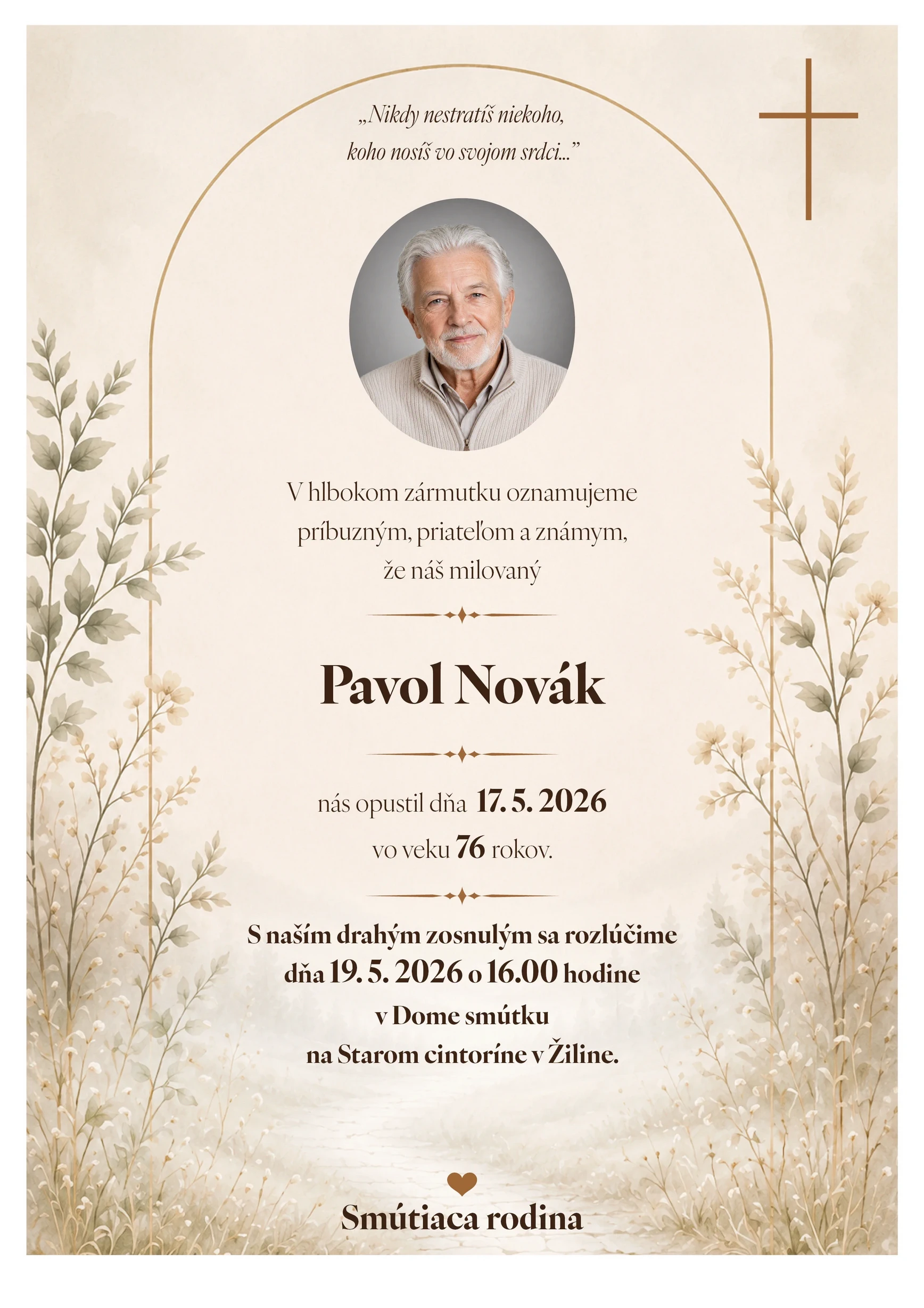 Smútočné oznámenie 9 - pohrebné služby LAuK