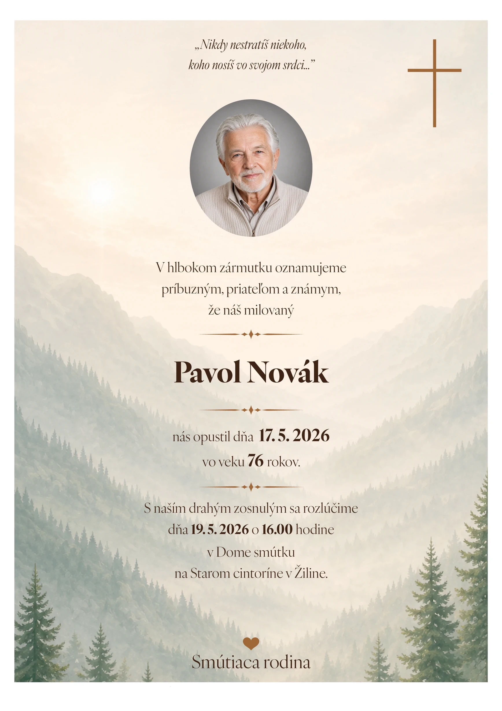 Smútočné oznámenie 12 - pohrebné služby LAuK