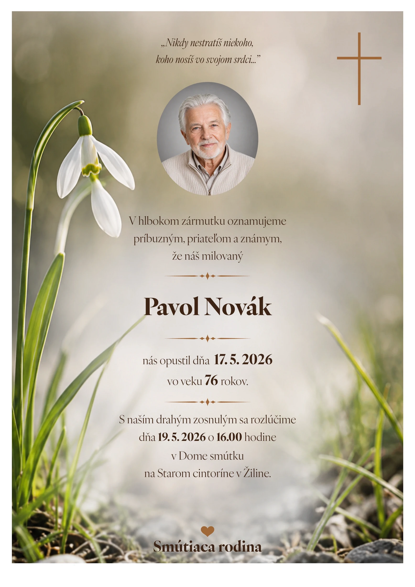 Smútočné oznámenie 13 - pohrebné služby LAuK