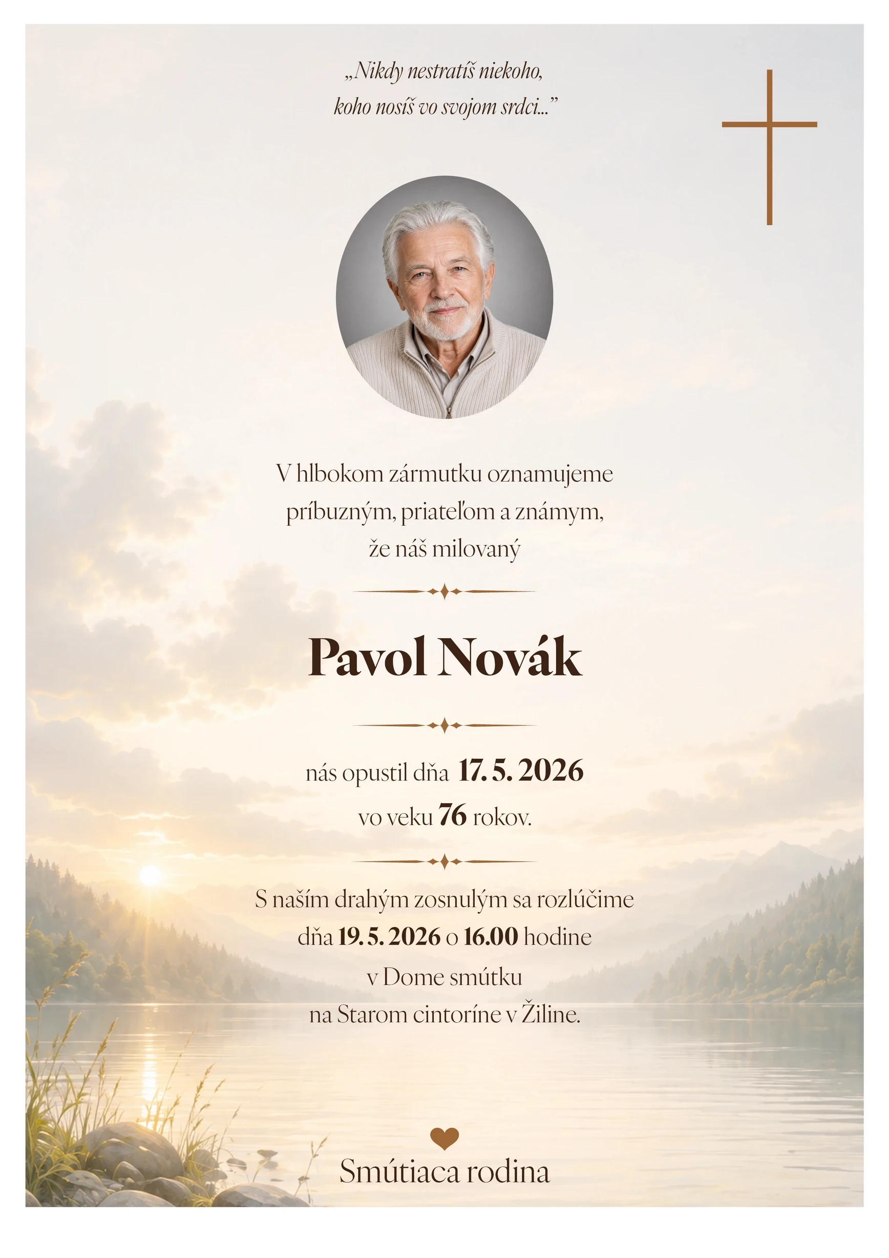Smútočné oznámenie 14 - pohrebné služby LAuK