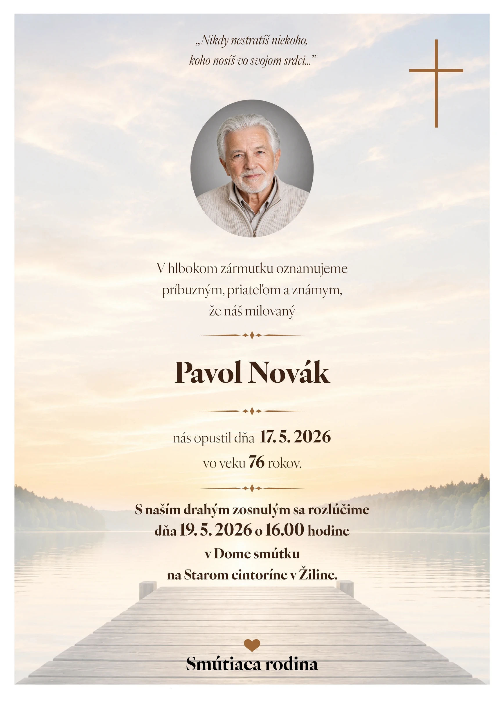 Smútočné oznámenie 15 - pohrebné služby LAuK