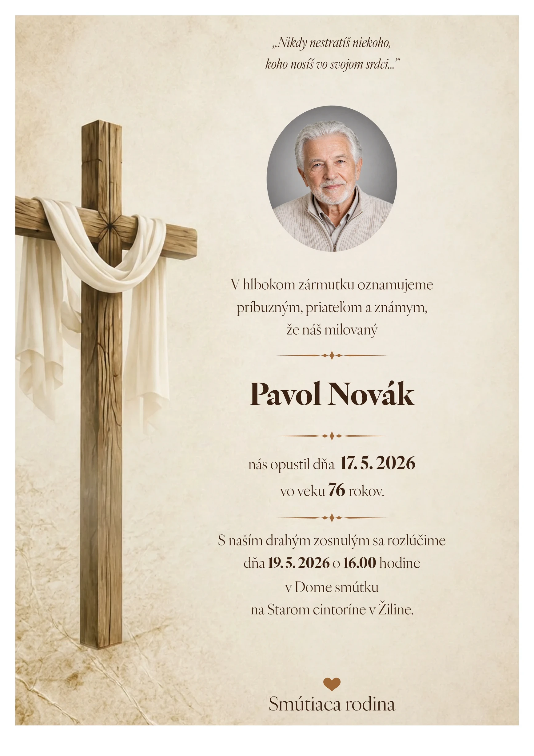 Smútočné oznámenie 18 - pohrebné služby LAuK