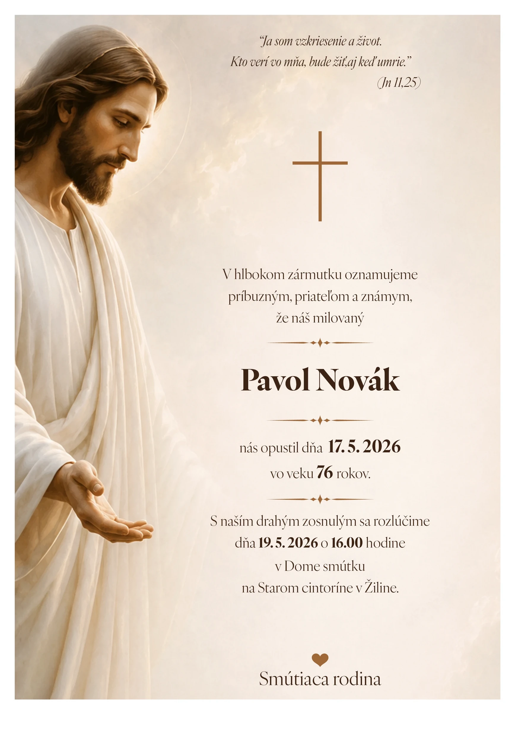 Smútočné oznámenie 24 - pohrebné služby LAuK