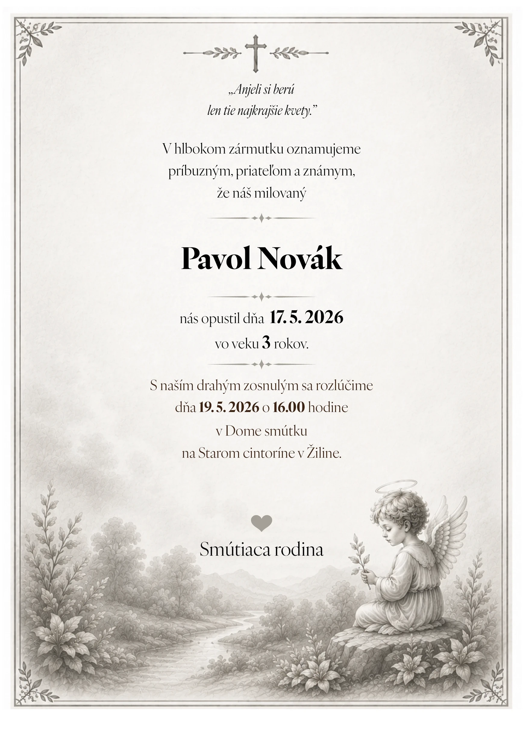 Smútočné oznámenie 27 - pohrebné služby LAuK
