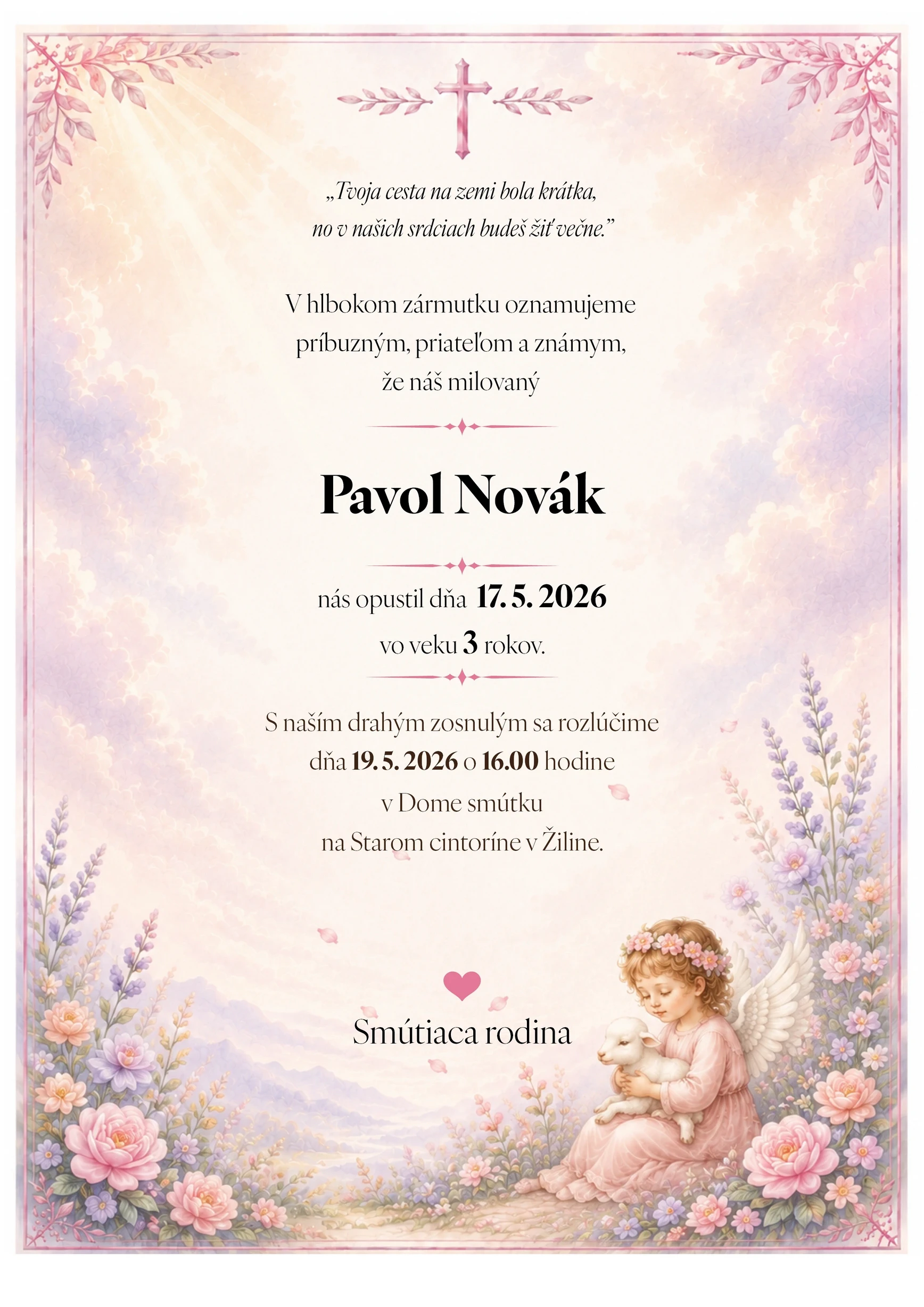 Smútočné oznámenie 28 - pohrebné služby LAuK