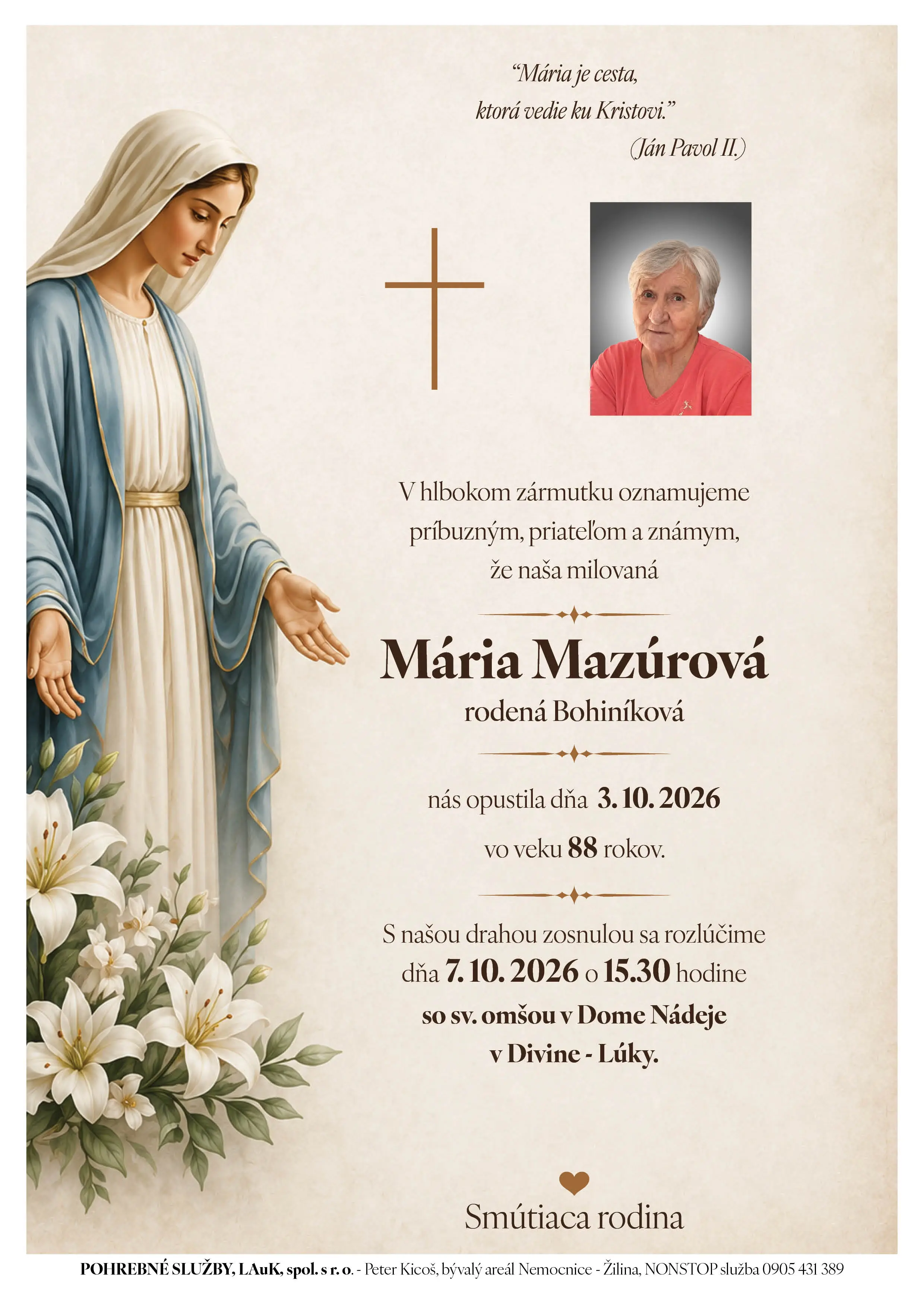 Opustili nás 4 - pohrebné služby LAuK