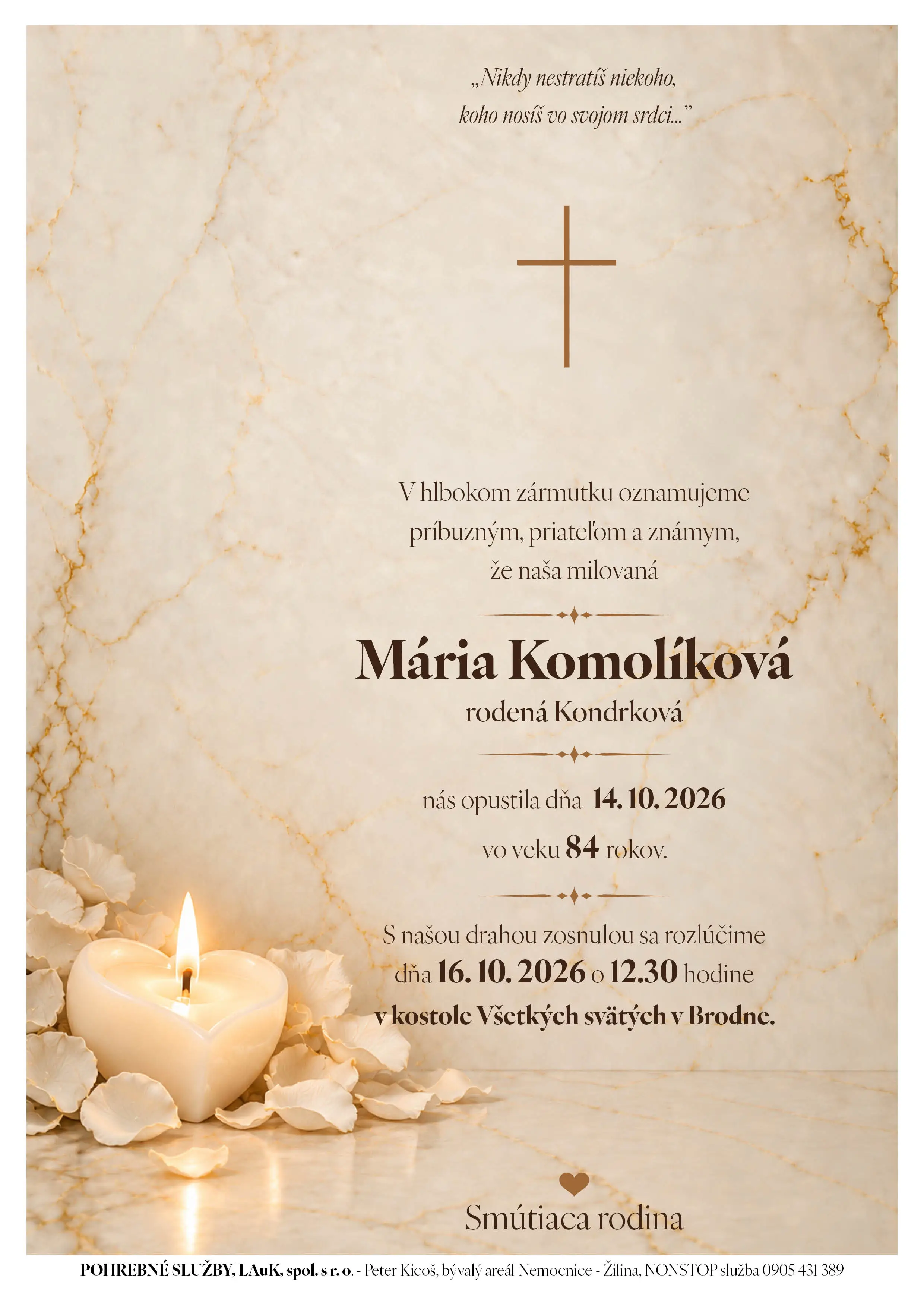 Opustili nás 2 - pohrebné služby LAuK