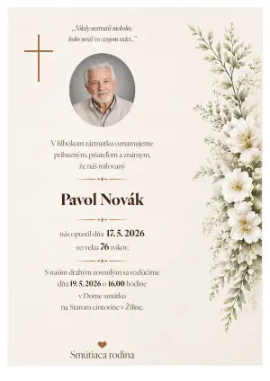 Smútočné oznámenie 4 - pohrebné služby LAuK