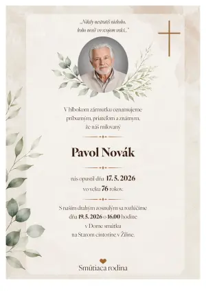Smútočné oznámenie 6 - pohrebné služby LAuK