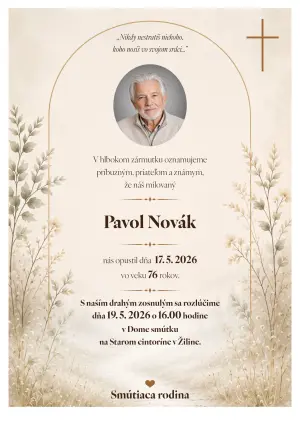Smútočné oznámenie 9 - pohrebné služby LAuK