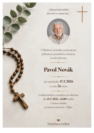 Smútočné oznámenie 10 - pohrebné služby LAuK