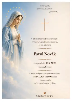 Smútočné oznámenie 22 - pohrebné služby LAuK