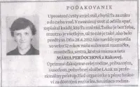 Poďakovanie 307 - pohrebné služby LAuK