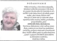 Poďakovanie 273 - pohrebné služby LAuK
