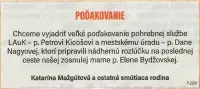 Poďakovanie 212 - pohrebné služby LAuK