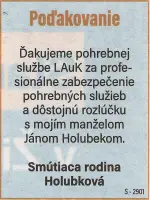 Poďakovanie 105 - pohrebné služby LAuK