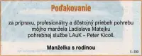 Poďakovanie 104 - pohrebné služby LAuK