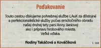 Poďakovanie 38 - pohrebné služby LAuK