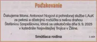 Poďakovanie 32 - pohrebné služby LAuK