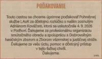 Poďakovanie 1 - pohrebné služby LAuK