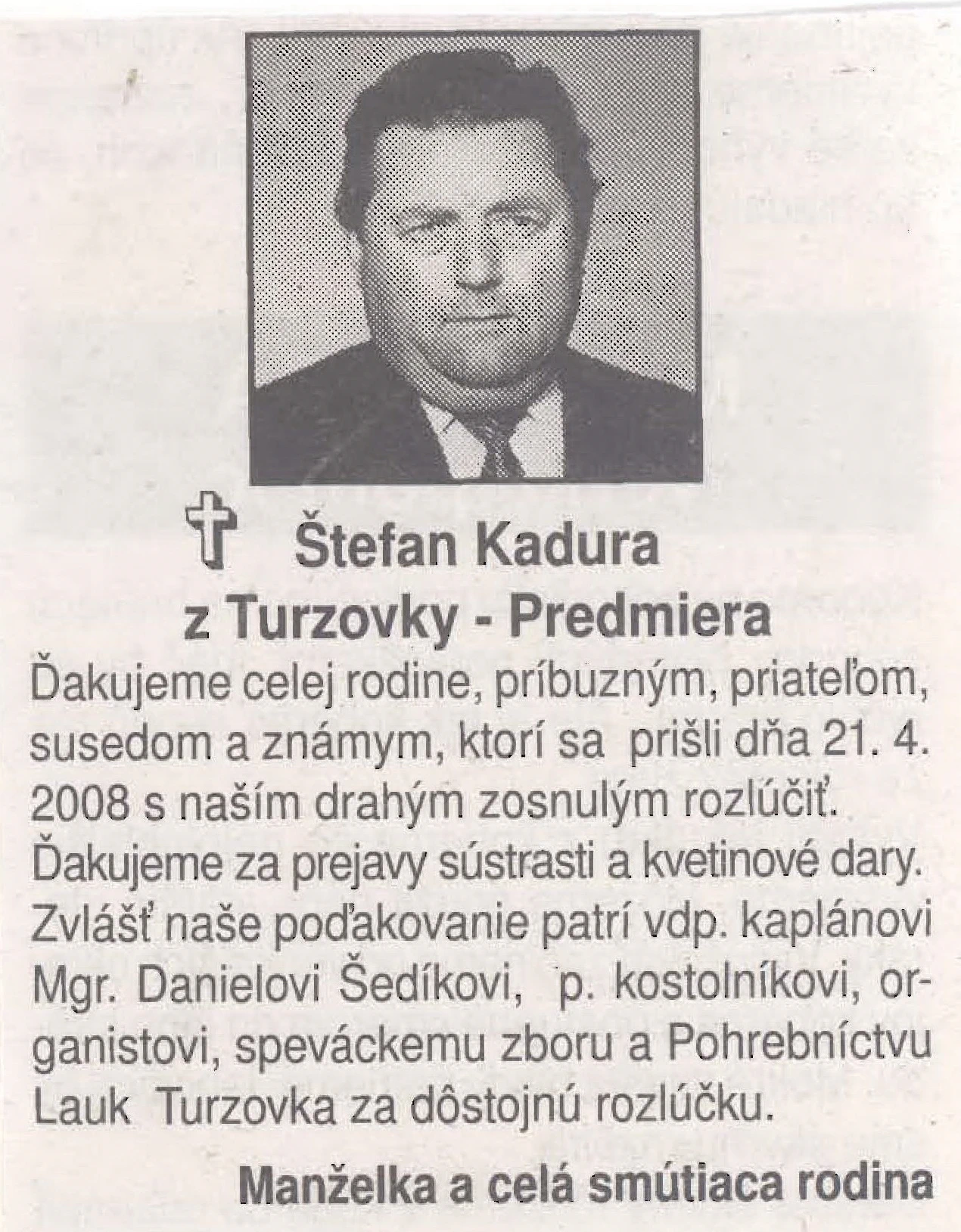 Poďakovanie 328 - pohrebné služby LAuK