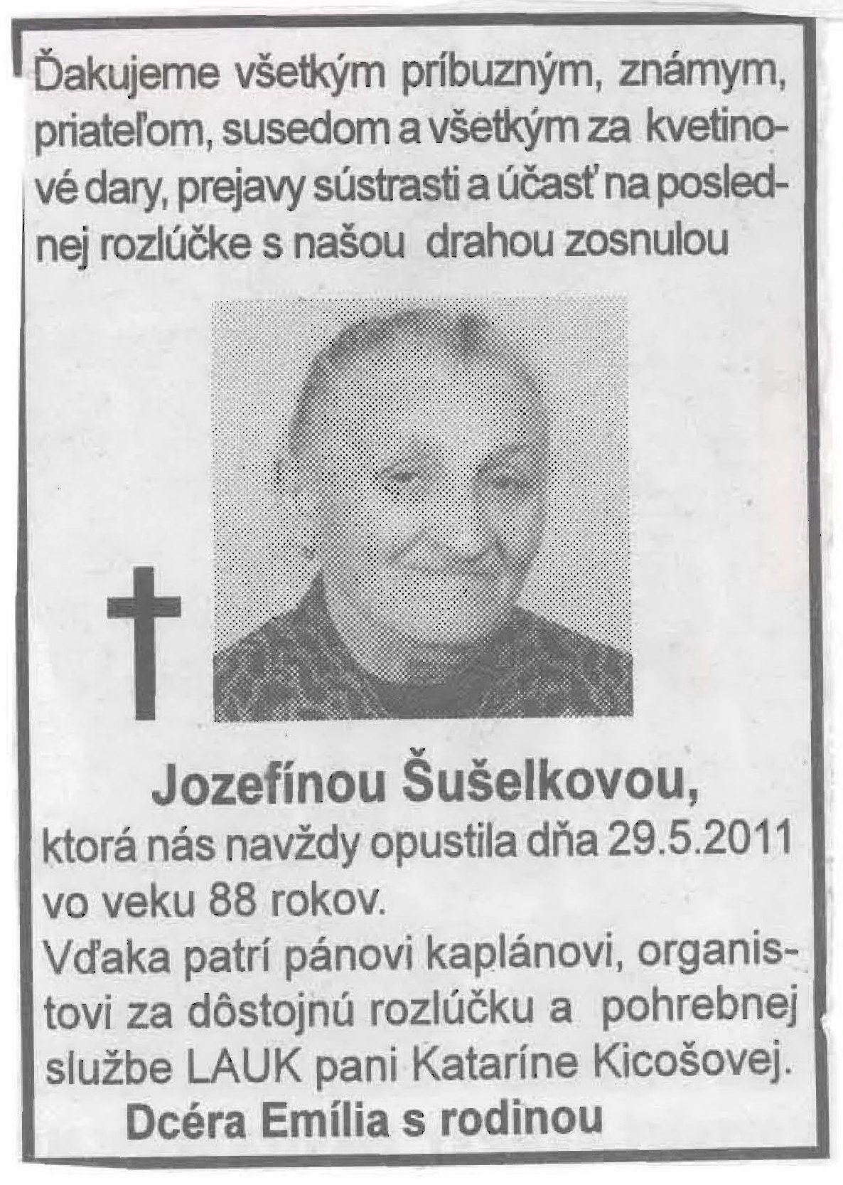 Poďakovanie 320 - pohrebné služby LAuK