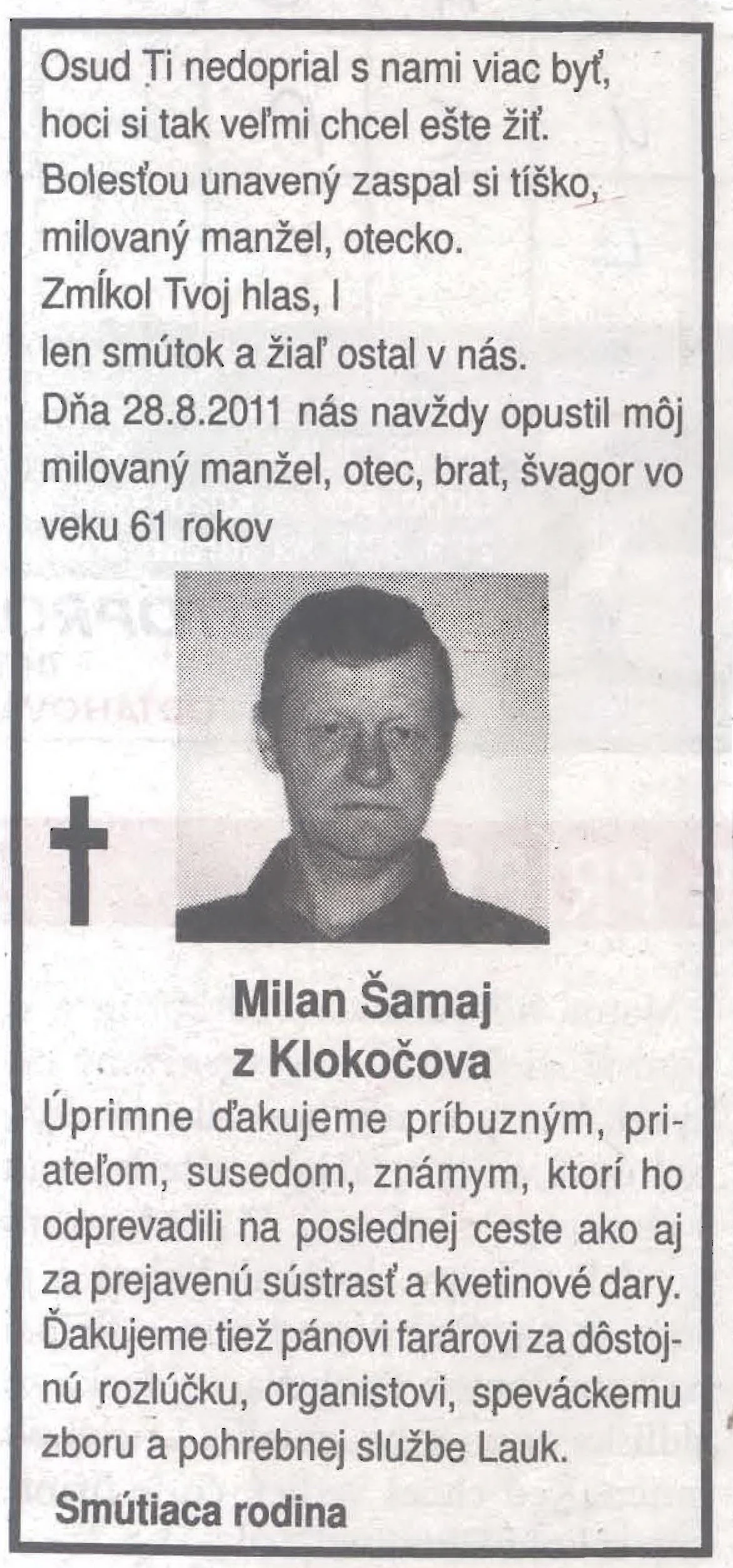 Poďakovanie 318 - pohrebné služby LAuK