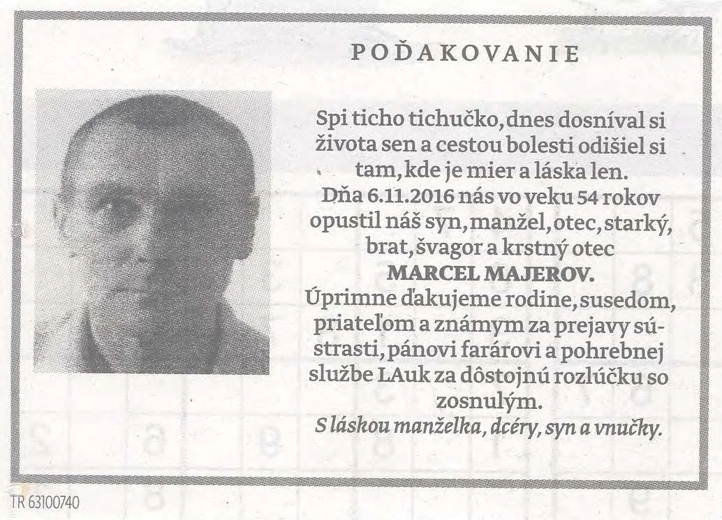 Poďakovanie 274 - pohrebné služby LAuK