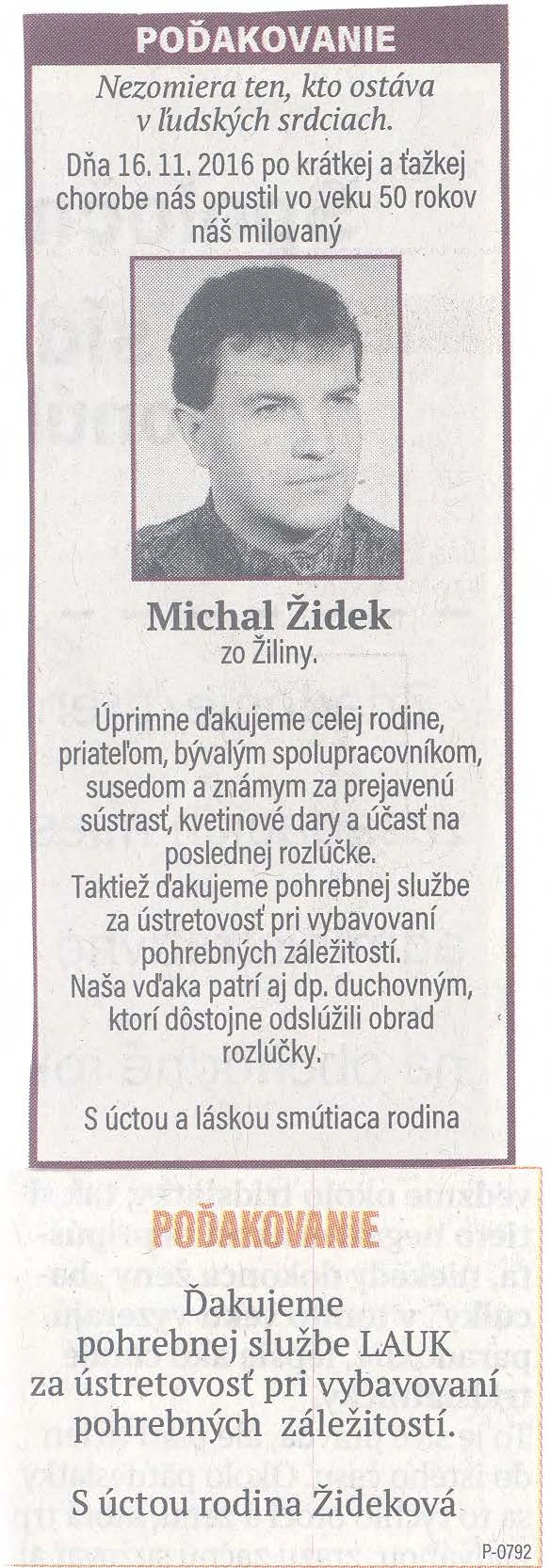 Poďakovanie 272 - pohrebné služby LAuK