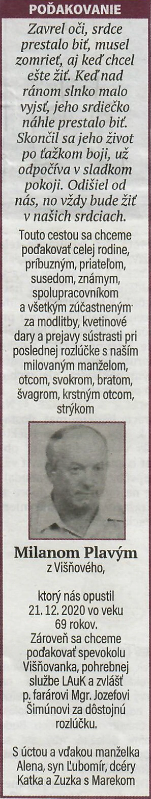 Poďakovanie 166 - pohrebné služby LAuK