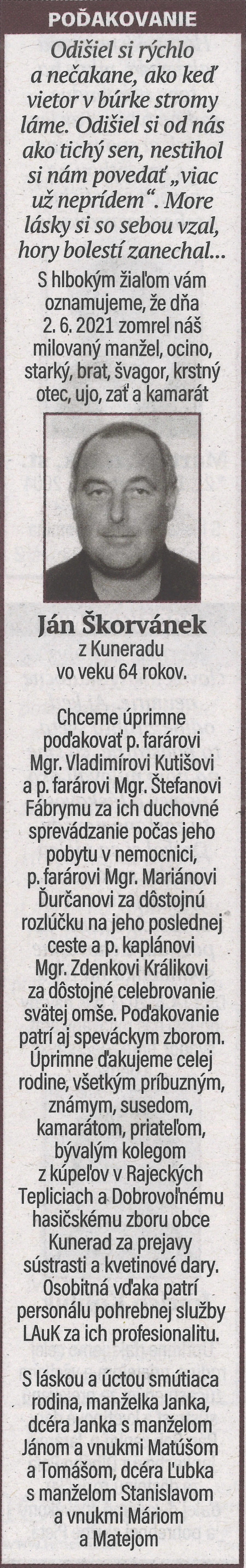 Poďakovanie 139 - pohrebné služby LAuK