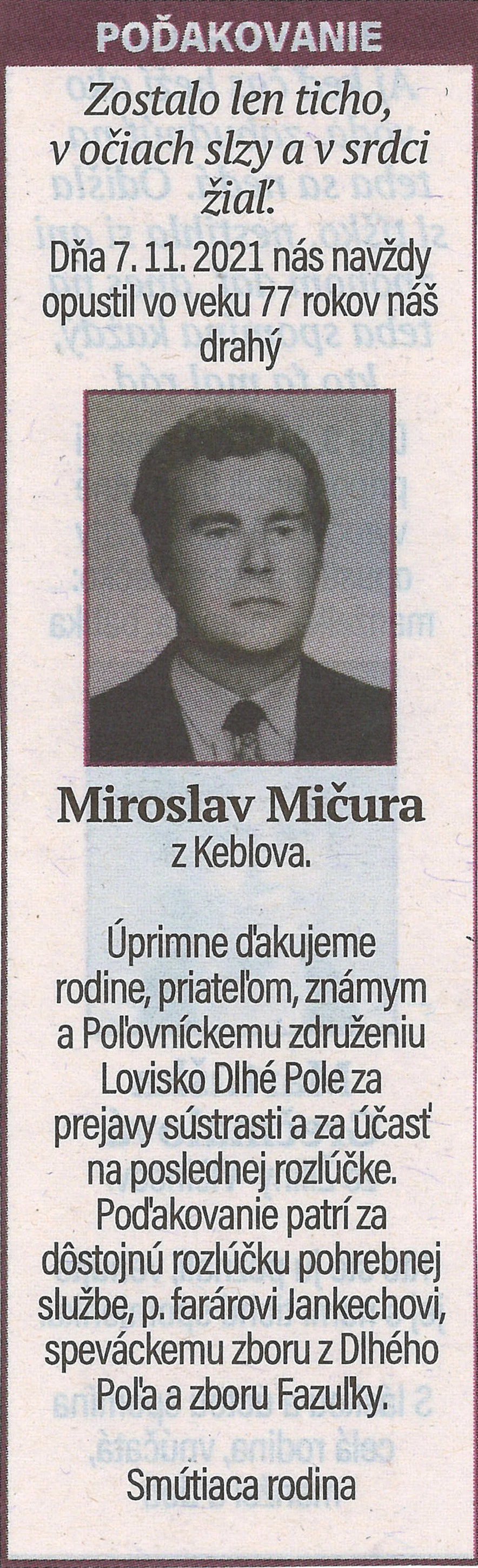 Poďakovanie 129 - pohrebné služby LAuK