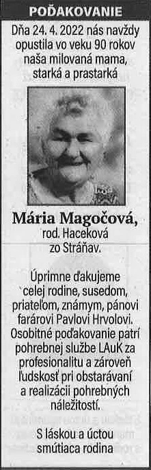 Poďakovanie 108 - pohrebné služby LAuK