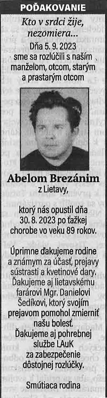 Poďakovanie 84 - pohrebné služby LAuK