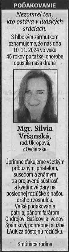 Poďakovanie 55 - pohrebné služby LAuK