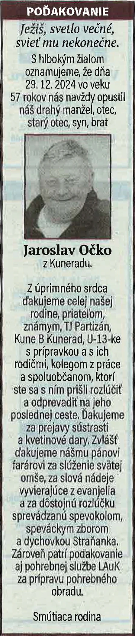 Poďakovanie 48 - pohrebné služby LAuK